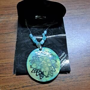 NOS Shell Accent Designed Shell Charm for handmade necklace Aqua Blue Green